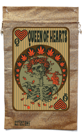 Wholesale QUEEN OF HEARTS MARIJUANA BURLAP BAG